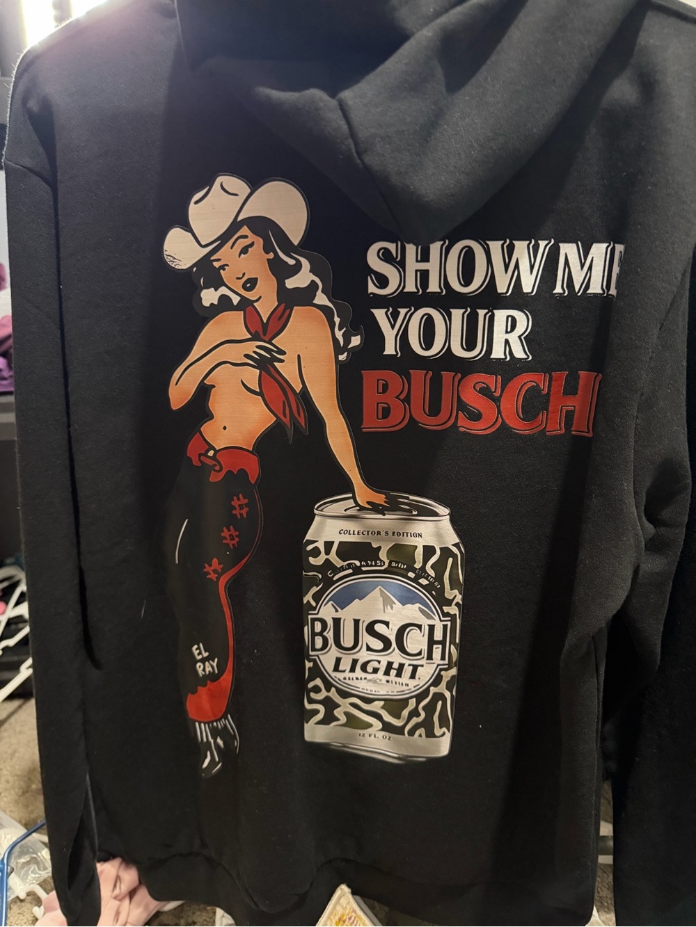 Busch Graphic Hoodie - Black with Red & Cream Accents